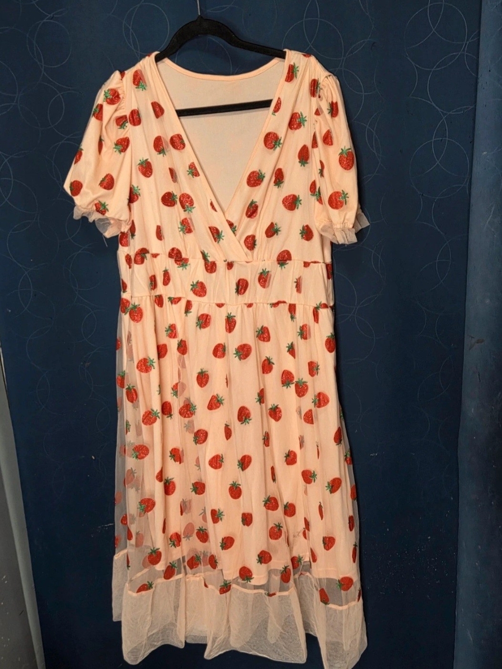 Womens Plus Size Pink Strawberry Dress